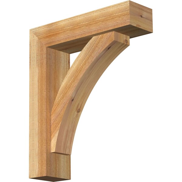 Ekena Millwork Thorton Block Rough Sawn Bracket w/ Offset Brace, Western Red Cedar, 6"W x 22"D x 26"H BKT0604X22X26THR05RWR - main